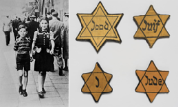 images of two children and identifying badges